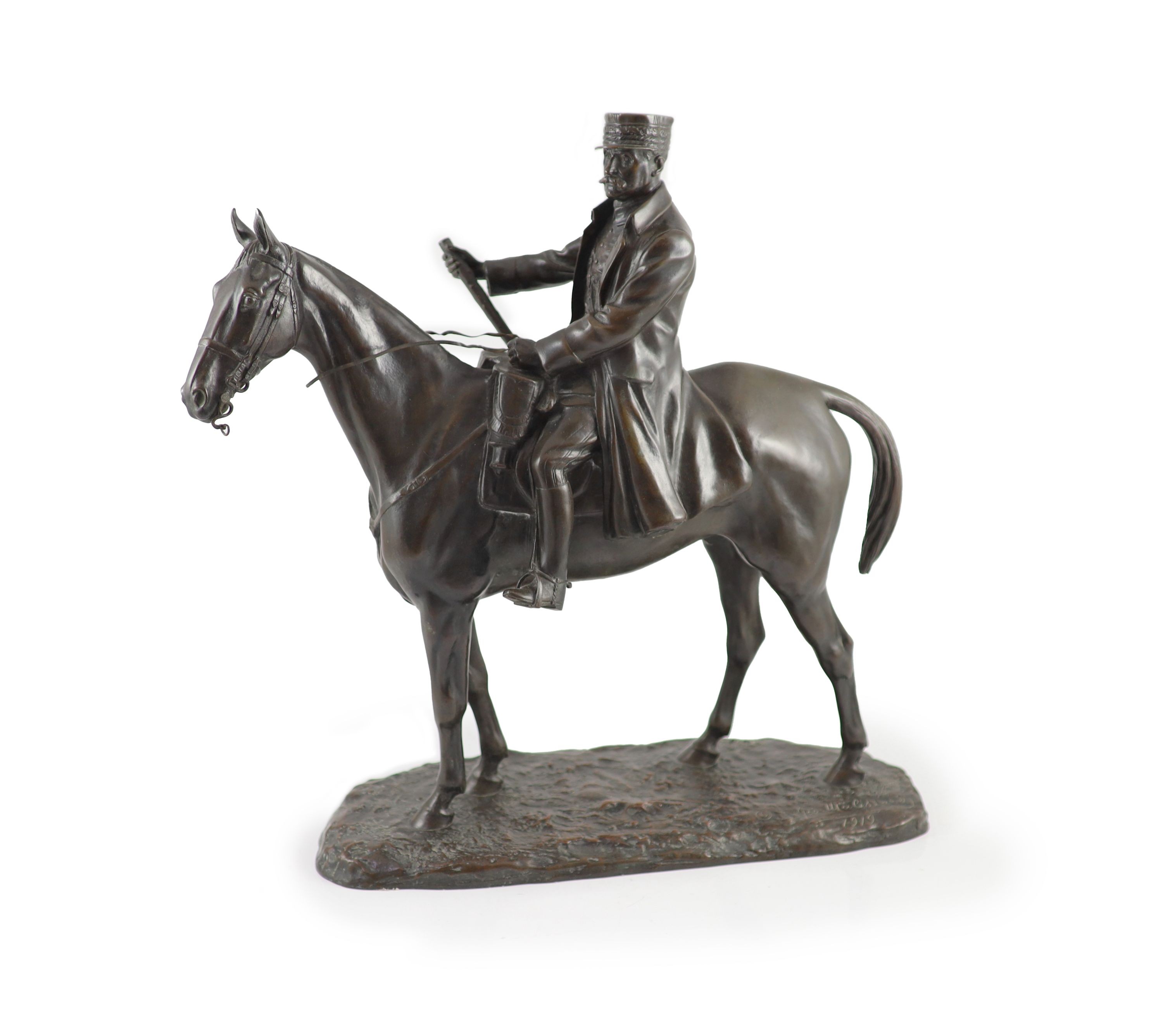 Georges Malissard (French, 1877-1942), An equestrian bronze of Marshall Foch, H 48cm. W 45cm.
